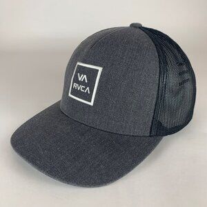 RVCA Mens Gray Black Snapback Trucker Hat
